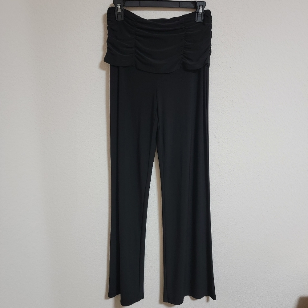 Frank Lyman Fold-Over Waist Black Pants